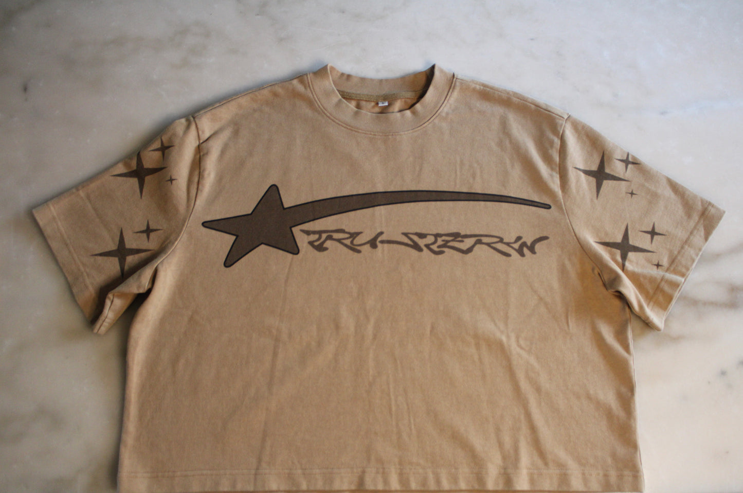 Tan Star Cropped Tee